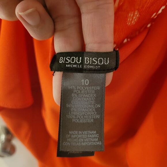 Bisou Bisou Orange Sleeveless Fitted Dress Size 10 - Picture 10 of 10